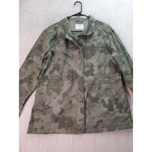 Old Navy‎ Jacket Womens Small Green Camo Print Long Sleeve Collared Button Front - Picture 8 of 10